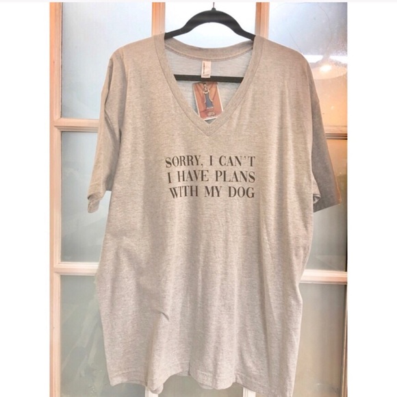 American Apparel Tops - NWT • Unisex plans with dog graphic tee • V -Neck
